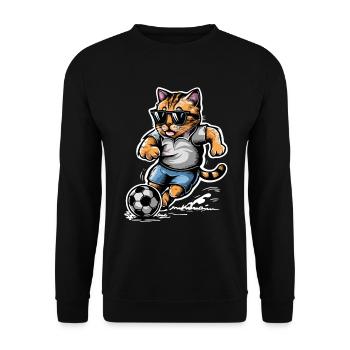 Cat with sunglasses playing football - Unisex Sweatshirt - black - Front - Alina (178cm) & Michal (187cm)
