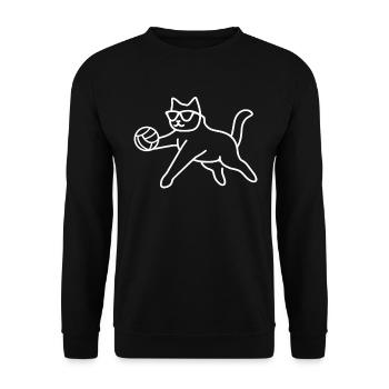 Chat avec lunettes de soleil et volley-ball - Sweat-shirt Unisexe - noir - Devant - Alina (178cm) & Michal (187cm)