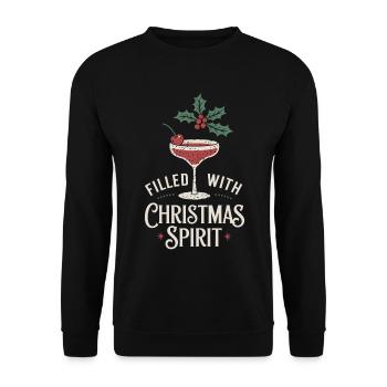 Gefüllt Mit Weihnachtlichem Geist und Festlichen - Unisex Pullover - Schwarz - Vorne - Alina (178cm) & Michal (187cm)