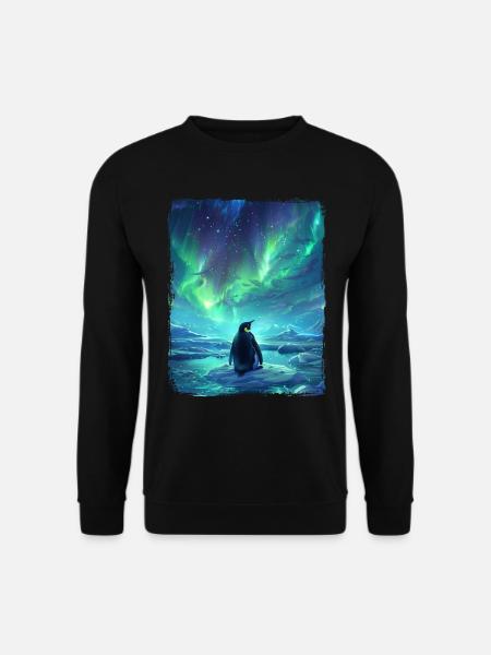 Nordlichter Tier Aurora Borealis Pinguin - Unisex Pullover - Schwarz