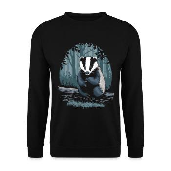 Blaireau mignon dans la forêt de Cottagecore - Sweat-shirt Unisexe - noir - Devant - Alina (178cm) & Michal (187cm)
