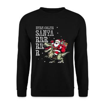 Santa Claus rides Dino Kids - Unisex Sweatshirt - black - Front - Alina (178cm) & Michal (187cm)