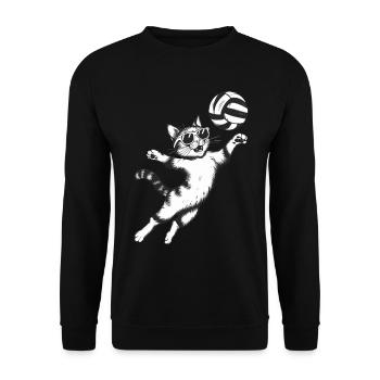 Chat avec des lunettes de soleil jouant au volley-ball - Sweat-shirt Unisexe - noir - Devant - Alina (178cm) & Michal (187cm)