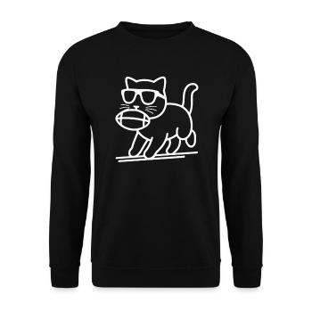 Chat avec lunettes de soleil et ballon de football - Sweat-shirt Unisexe - noir - Devant - Alina (178cm) & Michal (187cm)