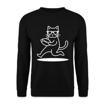 Chat avec des lunettes de soleil jouant au football - Sweat-shirt Unisexe - noir - Devant - Alina (178cm) & Michal (187cm)