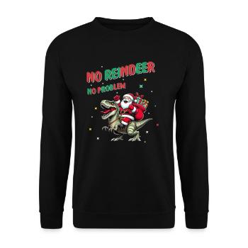 Santa Claus Dino No Reindeer No Problem Kids - Unisex Sweatshirt - black - Front - Alina (178cm) & Michal (187cm)