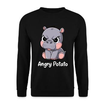 Moo Deng Motif de pomme de terre en colère - Sweat-shirt Unisexe - noir - Devant - Alina (178cm) & Michal (187cm)