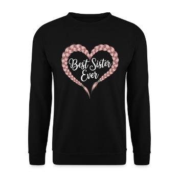 Best Sister Best Sister Ever Heart Cable Knit - Unisex Sweatshirt - black - Front - Alina (178cm) & Michal (187cm)