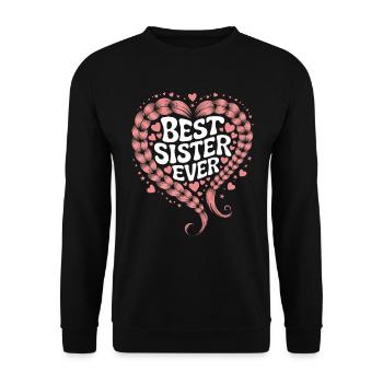 Best Sister Best Sister Ever Cable Knit Heart - Unisex Sweatshirt - black - Front - Alina (178cm) & Michal (187cm)