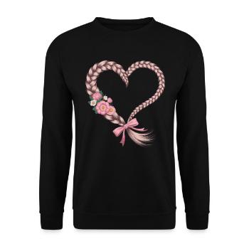 Cable Knit Heart Cable Knit Floral - Unisex Sweatshirt - black - Front - Alina (178cm) & Michal (187cm)