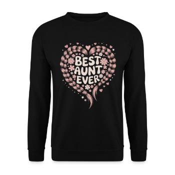 Beste Tante Best Aunt Ever Floral Blumen Herz - Unisex Pullover - Schwarz - Vorne - Alina (178cm) & Michal (187cm)