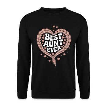 Beste Tante Best Aunt Ever Floral Blumen Herz - Unisex Pullover - Schwarz - Vorne - Alina (178cm) & Michal (187cm)