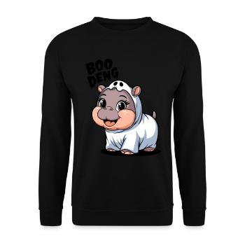 Cute Boo Deng Hippo Costume Adventure - Unisex Sweatshirt - black - Front - Alina (178cm) & Michal (187cm)