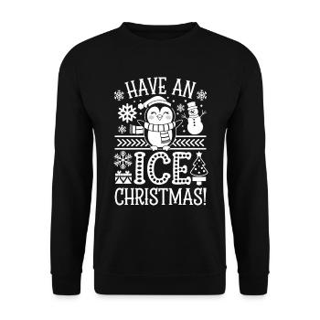 Pinguin Weihnachten Wortspiel - Unisex Pullover - Schwarz - Vorne - Alina (178cm) & Michal (187cm)