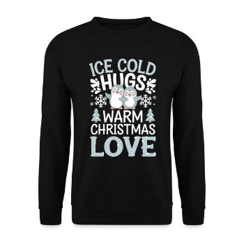 -cold hugs, warm Christmas love, - Unisex Sweatshirt - black - Front - Alina (178cm) & Michal (187cm)