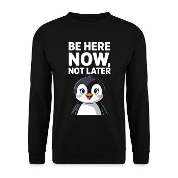 Ne soyez pas ici maintenant plus tard Penguin Illustration - Sweat-shirt Unisexe - noir - Devant - Alina (178cm) & Michal (187cm)