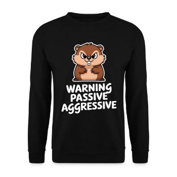 Achtung: Passiv-Aggressiv Nagetier - Unisex Pullover - Schwarz - Vorne - Alina (178cm) & Michal (187cm)