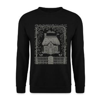 Dark Cottagecore Fairytale House in the Woods - Unisex Sweatshirt - black - Front - Alina (178cm) & Michal (187cm)
