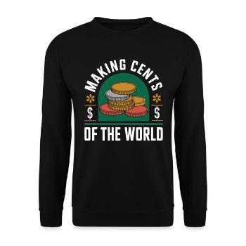 Make Cents of the World Humorous Coins Graphic - Unisex Sweatshirt - black - Front - Alina (178cm) & Michal (187cm)