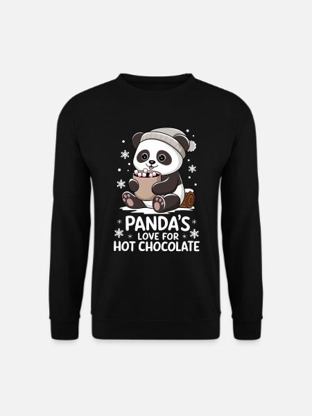 Pandas Liebe Für Heiße Schokolade - Unisex Pullover - Schwarz