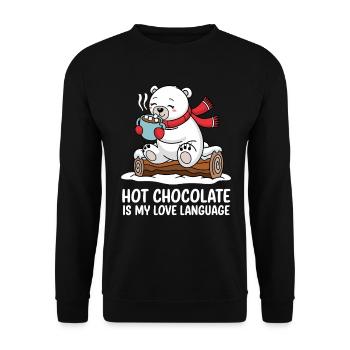 Hot chocolate is my love language - Unisex Sweatshirt - black - Front - Alina (178cm) & Michal (187cm)