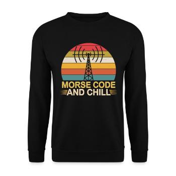 Amateur Radio Operator Morse Code And Chill Vintage - Unisex Sweatshirt - black - Front - Alina (178cm) & Michal (187cm)