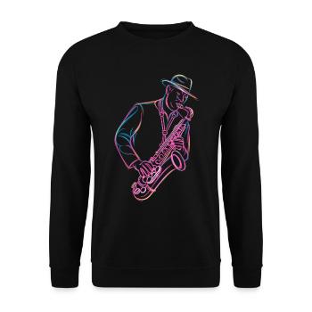 Musicien de jazz avec saxophone dans le style vintage - Sweat-shirt Unisexe - noir - Devant - Alina (178cm) & Michal (187cm)