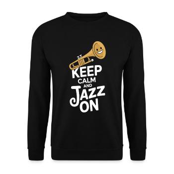 Restez calme et jazz sur Bleib Ruhig Mit Jazz - Sweat-shirt Unisexe - noir - Devant - Alina (178cm) & Michal (187cm)
