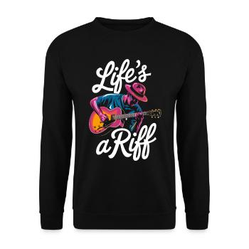Jazz: Life's A Riff Mit Gitarre - Unisex Pullover - Schwarz - Vorne - Alina (178cm) & Michal (187cm)