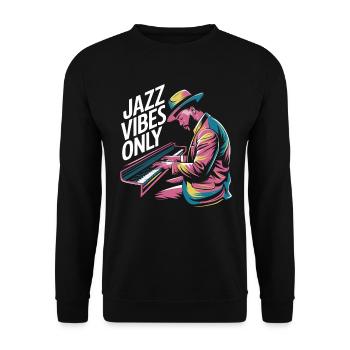 Jazz Vibes Only Musician Piano Art - Unisex Sweatshirt - black - Front - Alina (178cm) & Michal (187cm)