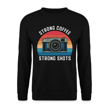 Photographer Strong Coffee Strong Shots Camera - Unisex Sweatshirt - black - Front - Alina (178cm) & Michal (187cm)