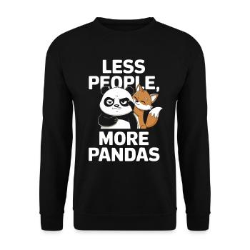 Weniger Menschen, Mehr Pandas Statement - Unisex Pullover - Schwarz - Vorne - Alina (178cm) & Michal (187cm)