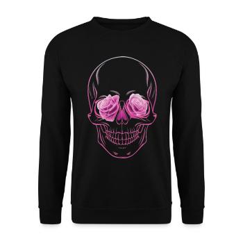 Halloween Pink Skeleton Skull Rose Flower Floral - Unisex Sweatshirt - black - Front - Alina (178cm) & Michal (187cm)