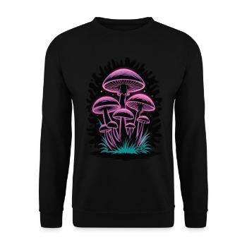 Ästhetischer Neon Pink Grün Pilz Pilz Pilz - Unisex Pullover - Schwarz - Vorne - Alina (178cm) & Michal (187cm)