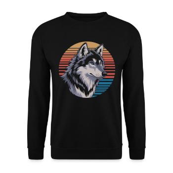 Loup majestueux avant le coucher du soleil - Sweat-shirt Unisexe - noir - Devant - Alina (178cm) & Michal (187cm)