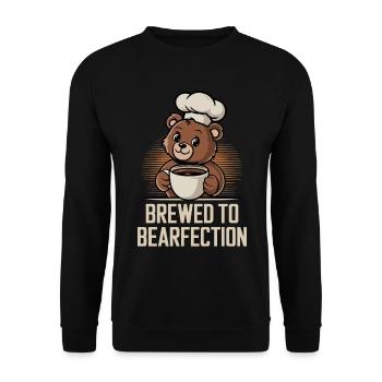 Ours amateur de café avec chapelier mignon - Sweat-shirt Unisexe - noir - Devant - Alina (178cm) & Michal (187cm)