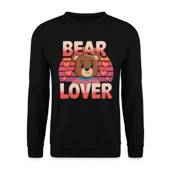 Bear Lover Retro Heart Graphic - Unisex Sweatshirt - black - Front - Alina (178cm) & Michal (187cm)