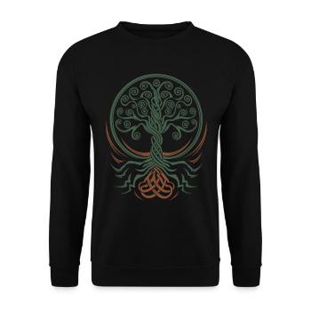 Arbre de vie néo-celtique aux racines entrelacées - Sweat-shirt Unisexe - noir - Devant - Alina (178cm) & Michal (187cm)