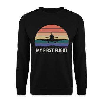 My First Flight Retro Airplane Adventure - Unisex Sweatshirt - black - Front - Alina (178cm) & Michal (187cm)