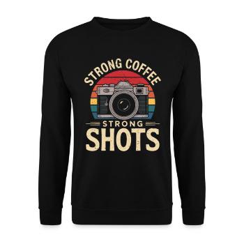 Starker Kaffee Starke Aufnahmen Für Fotografen - Unisex Pullover - Schwarz - Vorne - Alina (178cm) & Michal (187cm)