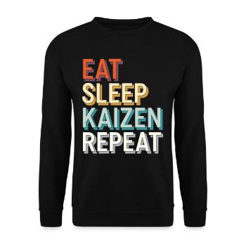 Manger Dormir Kaizen Amélioration Répéter la motivation - Sweat-shirt Unisexe - noir - Devant - Alina (178cm) & Michal (187cm)