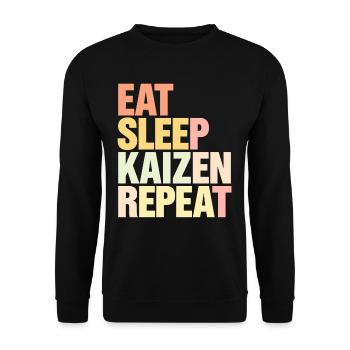 Iss Schlaf Kaizen Wiederhole Verbesserung - Unisex Pullover - Schwarz - Vorne - Alina (178cm) & Michal (187cm)