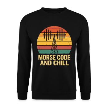 Amateurfunker Ham Radio Morse Code And Chill - Unisex Sweatshirt - black - Front - Alina (178cm) & Michal (187cm)