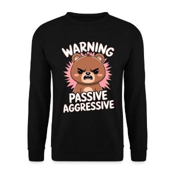 Attention Passive Aggressive Cute Bear - Unisex Sweatshirt - black - Front - Alina (178cm) & Michal (187cm)
