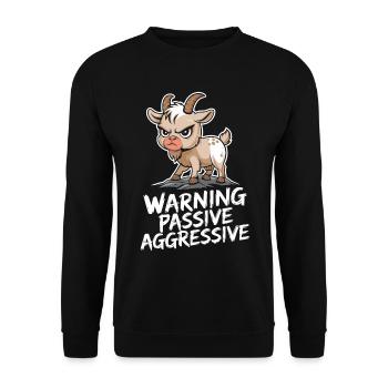 Warning: Passive Aggressive Goat Illustration - Unisex Sweatshirt - black - Front - Alina (178cm) & Michal (187cm)