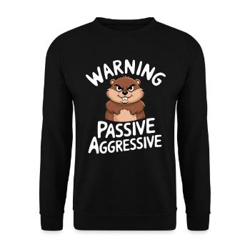 Warnung Passiv Aggressiv Lustiger Nager - Unisex Pullover - Schwarz - Vorne - Alina (178cm) & Michal (187cm)