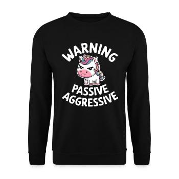 Attention passif agressif licorne dessin animé - Sweat-shirt Unisexe - noir - Devant - Alina (178cm) & Michal (187cm)