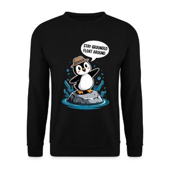Bleib Geerdet Schwebe Umher Pinguin - Unisex Pullover - Schwarz - Vorne - Alina (178cm) & Michal (187cm)