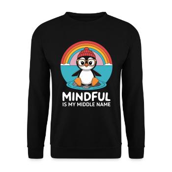 Mindfulness is my middle name Penguin - Unisex Sweatshirt - black - Front - Alina (178cm) & Michal (187cm)