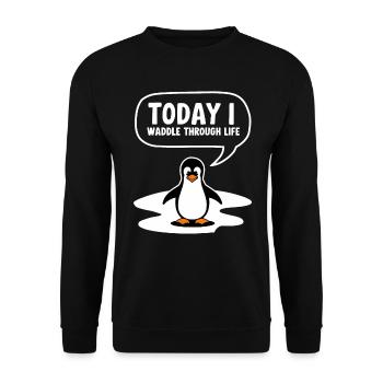 Aujourd’hui, je me dandine dans la vie - Sweat-shirt Unisexe - noir - Devant - Alina (178cm) & Michal (187cm)